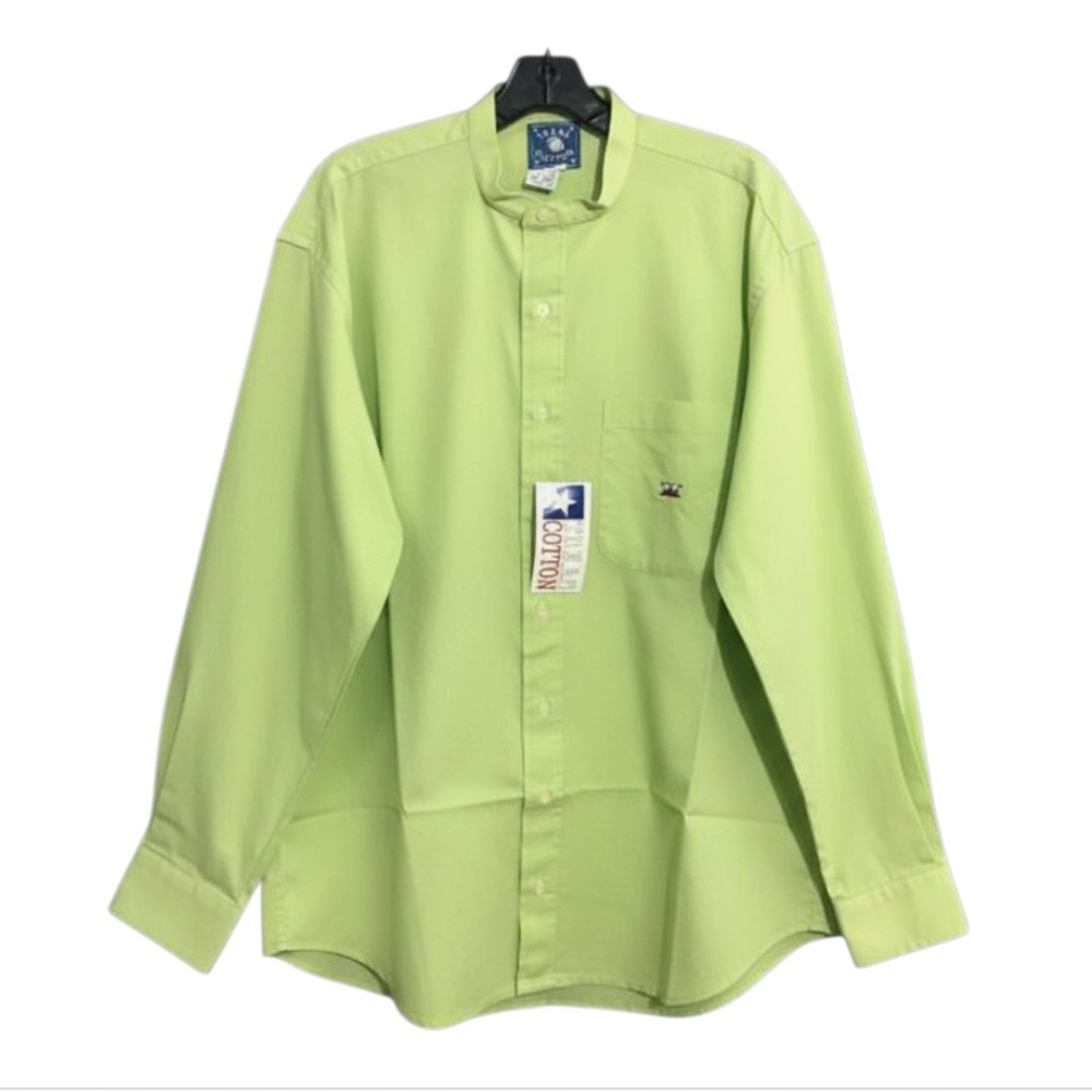 NWT TEXAS COTTON Button-Up CONTEMPORARY FIT WESTERN Neon Green Shirt M/LONG